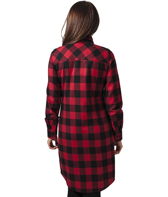 Ladies Checked Flanell Shirt Dress Black red 1